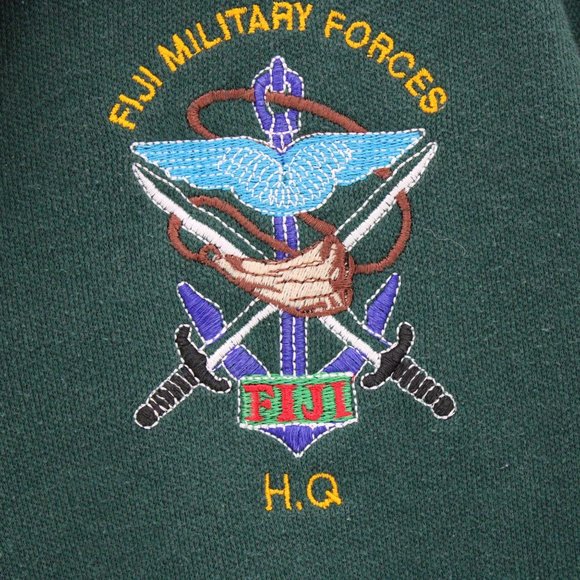 Vintage Unitex Polo Shirt Mens Green Logo Embroidered Fiji Military Forces XL - Picture 5 of 9